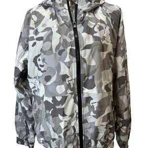 Reebok Gray Camouflage Zip-Up Hooded Jacket Size M